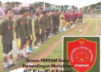 Apresiasi Berdatangan Ormas PERPAM Gelar Pertandingan Sepak Bola Meriahkan HUT RI ke-80 di Pulosari