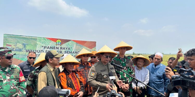 Istimewa, MPW Pemuda Pancasila Banten Panen Raya Padi Bersama TNI dan Pemkot Serang